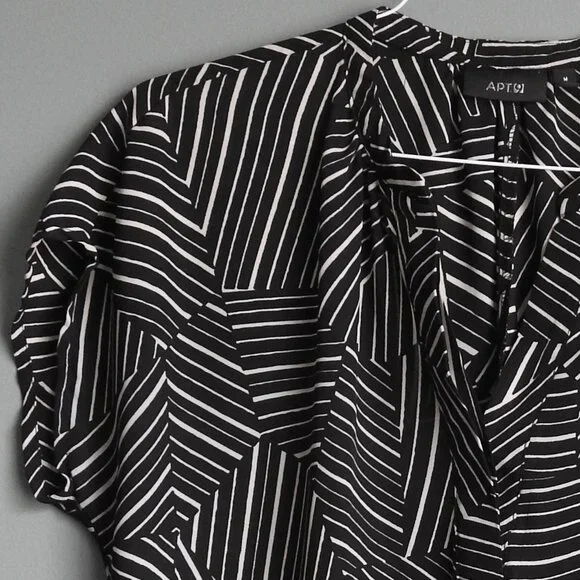 2/$13 Apt. 9 Flowy Business Top, Black & White Striped - Size Medium - Picture 2 of 6